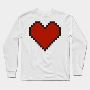 Pixel Art Heart Red Long Sleeve T-Shirt